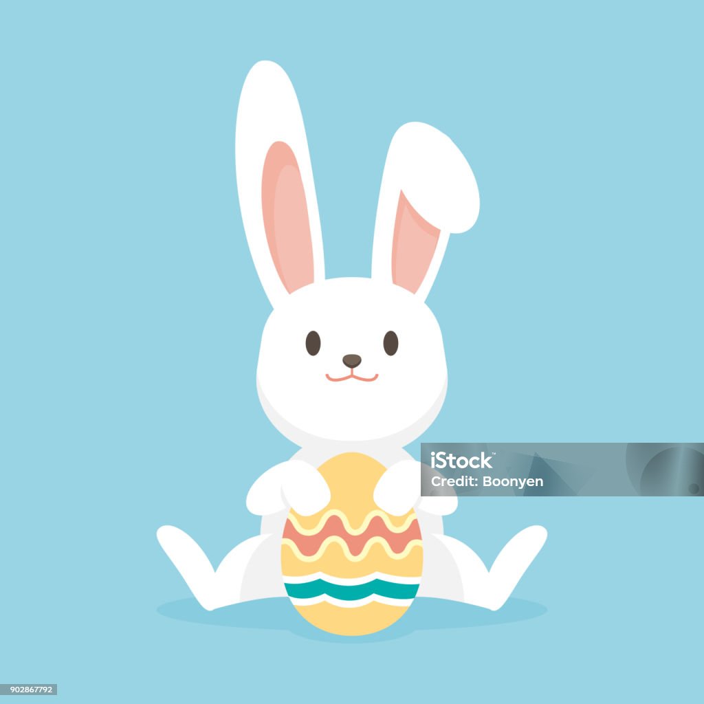 ハッピー イースターのウサギ、イースターエッグとかわいいウサギはベクトル イラストです。 - イースターのロイヤリティフリーベクトルアート