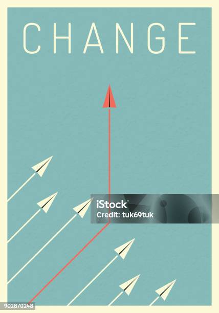 Minimalist Stile Red Airplane Changing Direction And White Ones New Idea Change Trend Courage Creative Solution Business Innovation And Unique Way Concept Stock Illustration - Download Image Now