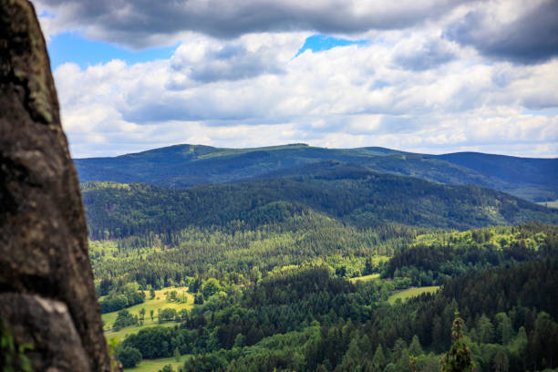 panoramic mountain view - ridge mountain wilderness area poland imagens e fotografias de stock