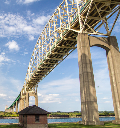 International Bridge. The International bridge between Sault Ste Marie, Michigan, USA and Sault Ste Marie, Ontario, Canada in vertical orientation.