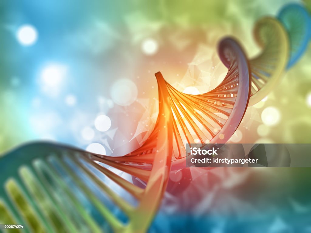 Background medico 3D con filamento di DNA - Foto stock royalty-free di DNA
