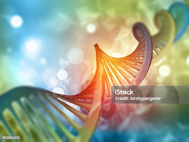 Background Medico 3d Con Filamento Di Dna - Fotografie stock e altre immagini di DNA - DNA, Sfondi, Scienza