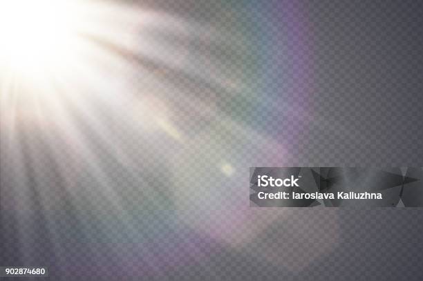 Vector Transparent Sunlight Special Lens Flare Abstract Diagonal Sun Translucent Light Effect Design Isolated Transparent Background Glow Decor Element Star Burst Rays And Spotlight Stock Illustration - Download Image Now