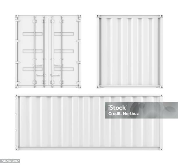 White Cargo Container Isolated Stock Photo - Download Image Now - Cargo Container, White Color, Container