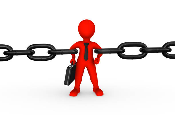 istock 3d strong red businessman as chain link 902878924
