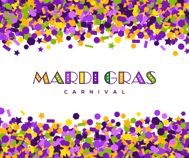 illustrations, cliparts, dessins animés et icônes de carte de vœux confettis carnaval mardi gras - mardi gras backgrounds bead purple