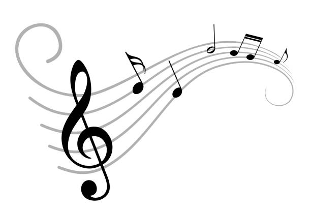 ilustraciones, imágenes clip art, dibujos animados e iconos de stock de notas de la música. - treble clef