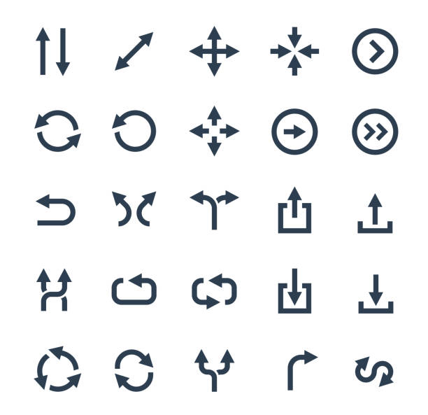 stockillustraties, clipart, cartoons en iconen met pijlen vector icon set - uitpakken activiteit