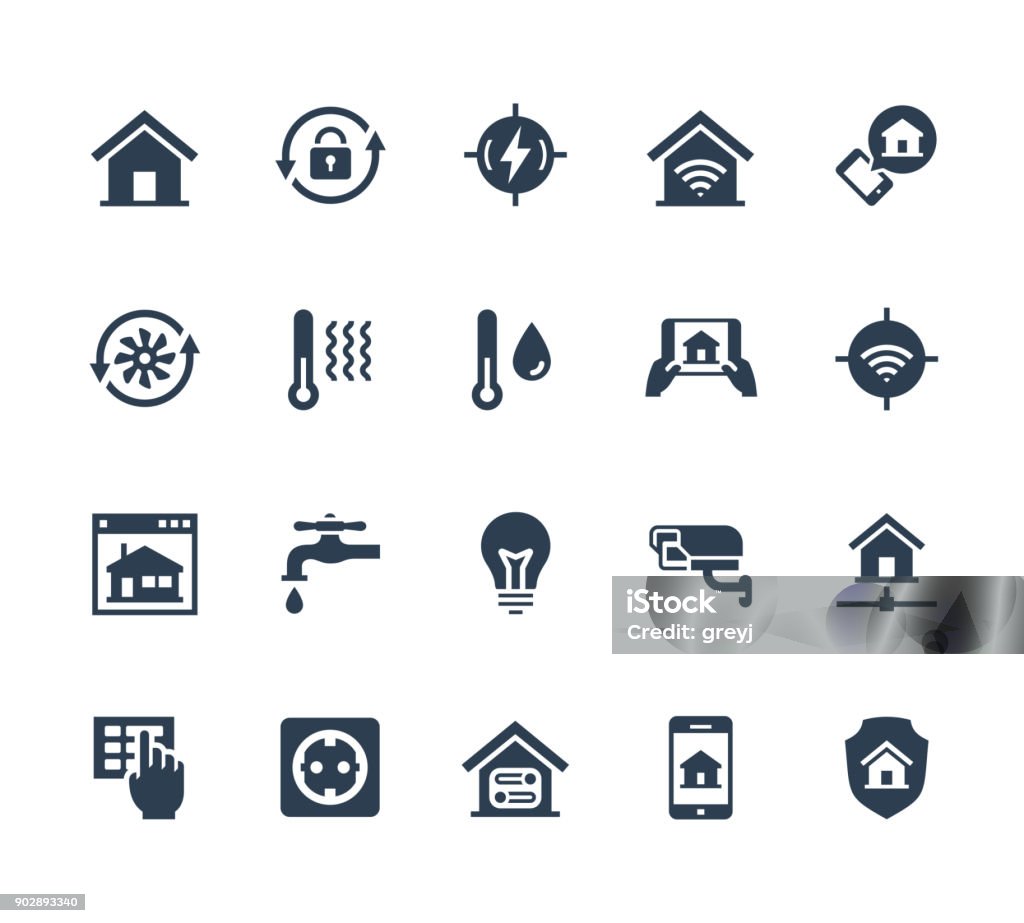 Smart home Verwandte Vektor Icon-set - Lizenzfrei Icon Vektorgrafik