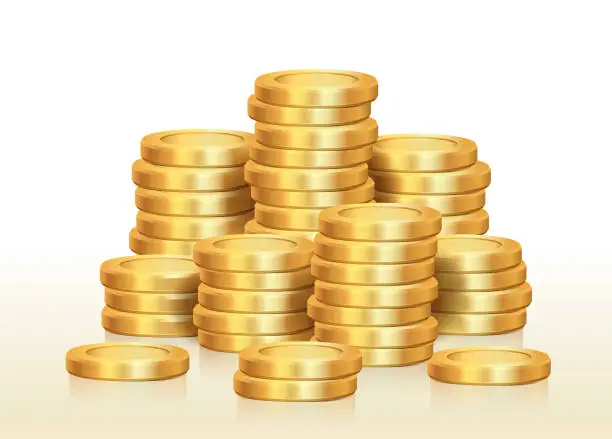 Vector illustration of Isolated pile of golden coins