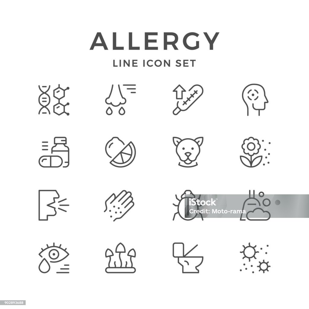 Setzleitung Ikonen der Allergie - Lizenzfrei Icon Vektorgrafik