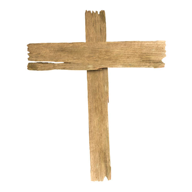 istock Cross made of wood isolated on white background 902901984
