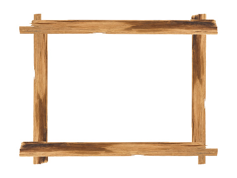 Picture frames made of plank wood isolated on white background.