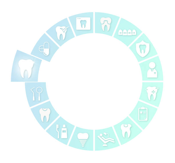 Dental logo blue icons symbols set