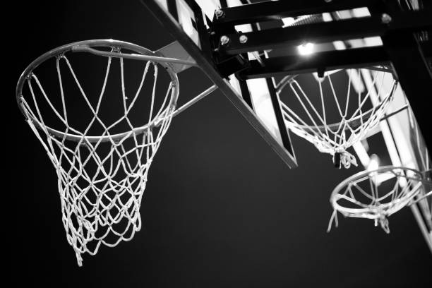 istock Basketball hoop, basketball net, night 902902346