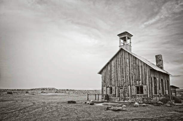 Old wooden church near Moab, Utah - Black and white photography Old wooden church near Moab, Utah - Black and white photography church photos stock pictures, royalty-free photos & images