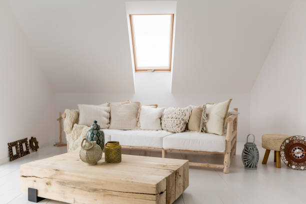 istock Rthnic living room on attic 902906316
