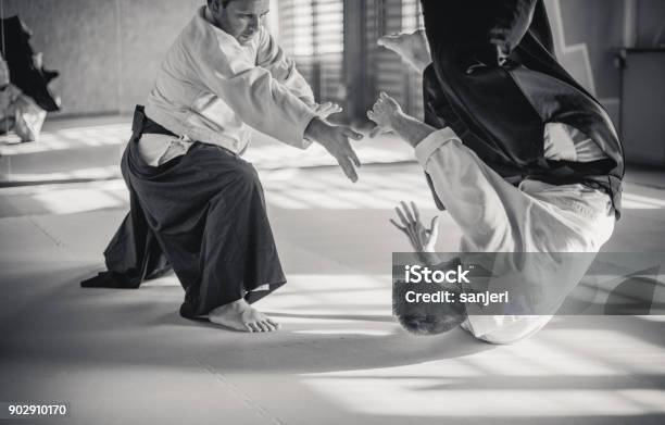 Two Aikido Fighters Stock Photo - Download Image Now - Aikido, 30-39 Years, Active Lifestyle