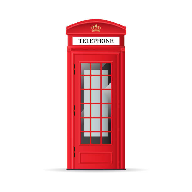 realistische detaillierte 3d roten londoner telefonzelle. vektor - telephone cabin london england telephone booth stock-grafiken, -clipart, -cartoons und -symbole