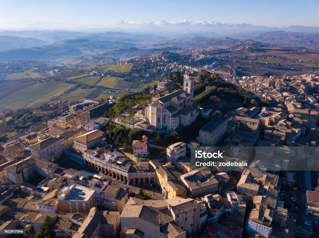 Beautiful Italian Town from Above, Fermo, Italy The town of Fermo in Marche region from above, Italy Marche - Italy Stock Photo