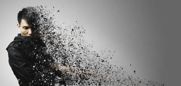 Photo of dispersion effect of asian man body shattering