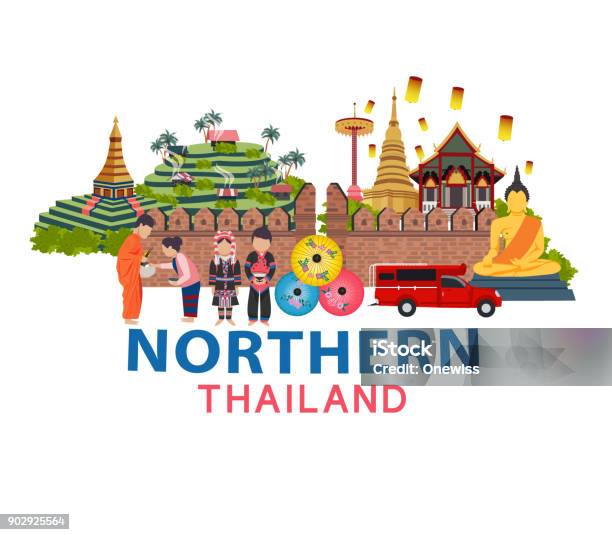Voyage En Thaïlande Vecteurs libres de droits et plus d'images vectorielles de Thaïlande - Thaïlande, Ville de Chiang Mai, Voyage
