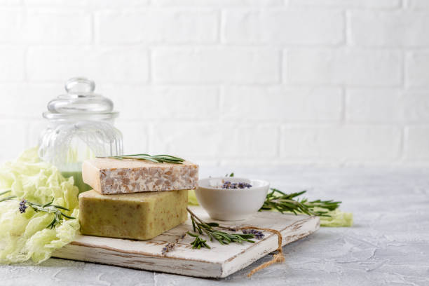 istock Piece of natural soap with rosemary. 902926016