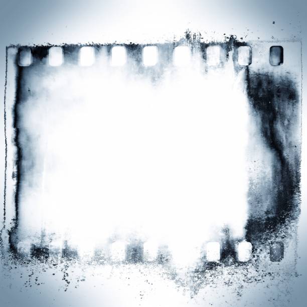 istock Blue and white grunge film strip frame on dripping background. 902926438
