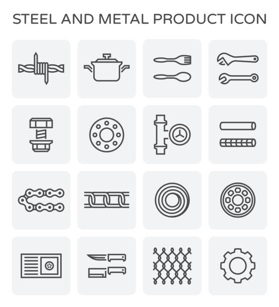 ilustrações de stock, clip art, desenhos animados e ícones de steel metal icon - barbed wire wire isolated nobody