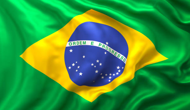 istock Brazilian Flag waving in the wind 902929464