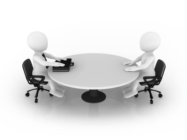 istock 3d small business people sitting at round table. 902936578