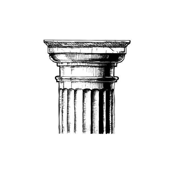 Capital. Classical order. Doric order. Vector hand drawn illustration of classical capital. Illustration in vintage engraving style. classical greek illustrations stock illustrations