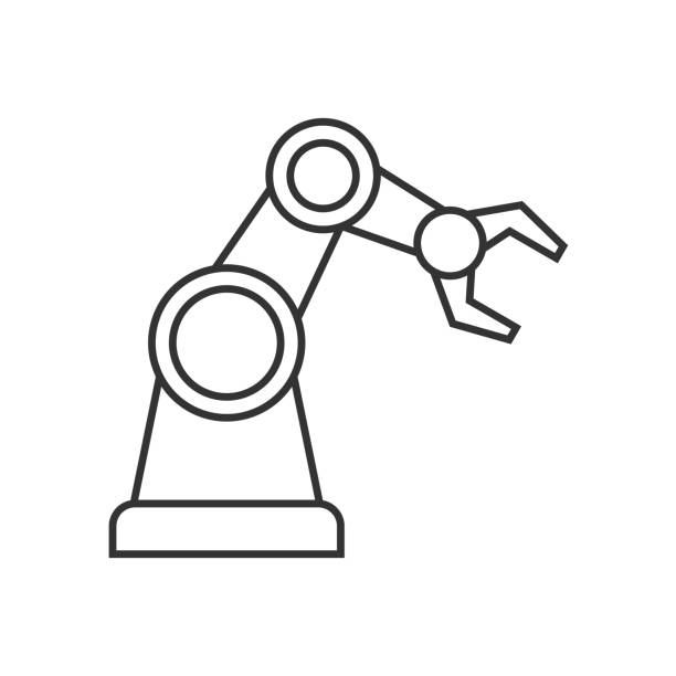 Robotic arm outline icon Robotic arm line icon on white background robotic arm stock illustrations