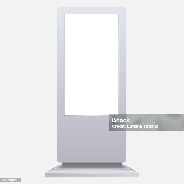 Advertising Digital Signage Mockup Isolated On White Background Stock Illustration - Download Image Now