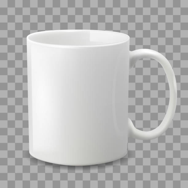 ilustraciones, imágenes clip art, dibujos animados e iconos de stock de foto realista blanco taza aislada sobre el fondo transparente. - taza