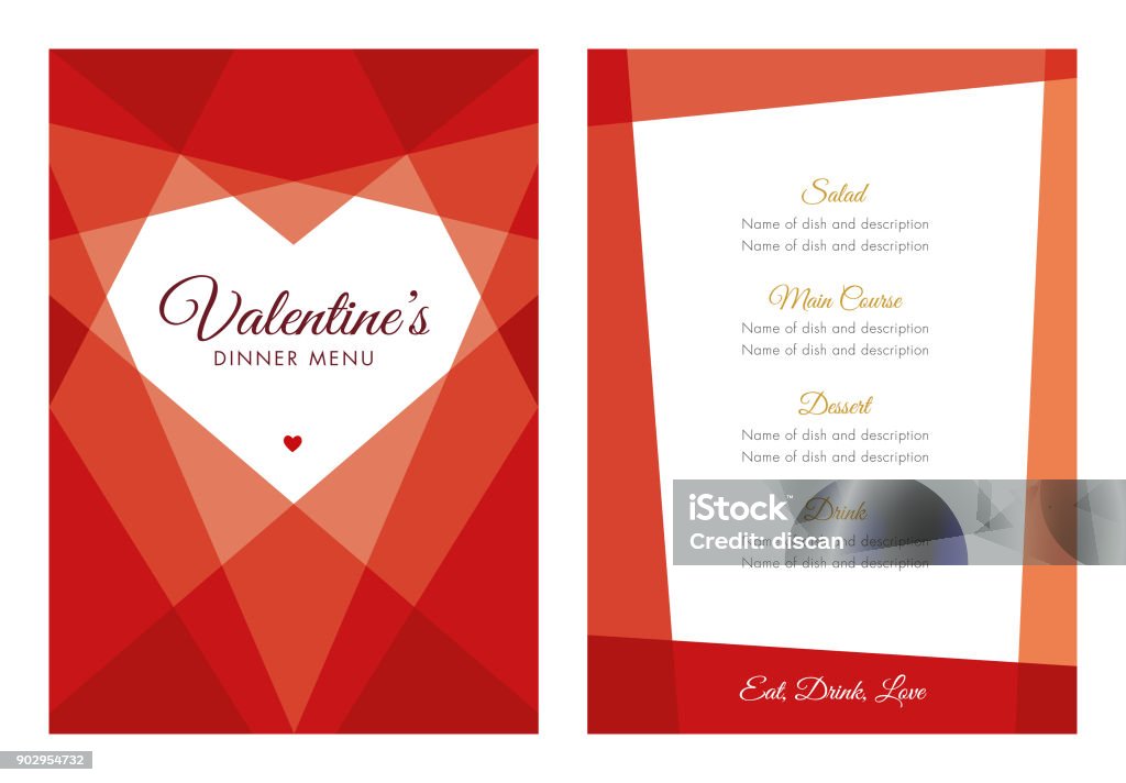 Valentine's Day Menu with Geometric Heart Valentine's Day Menu with Geometric Heart - Illustration Valentine's Day - Holiday stock vector
