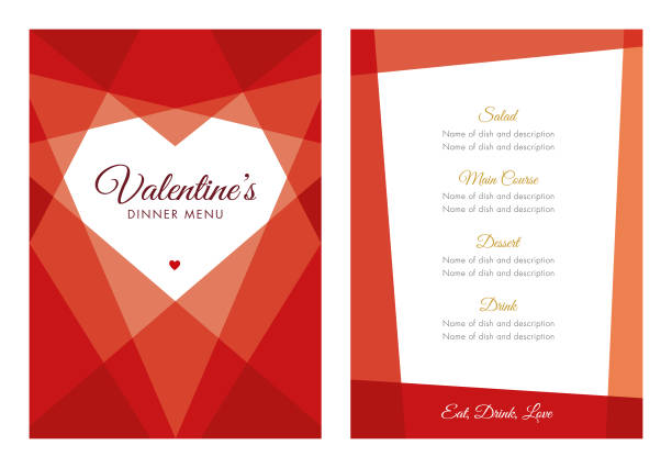 Valentine's Day Menu with Geometric Heart Valentine's Day Menu with Geometric Heart - Illustration vintage love letter backgrounds stock illustrations