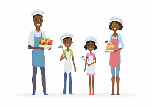 African Family Cooking Cartoon People Characters Isolated Illustration  Stock Illustration - Download Image Now - iStock