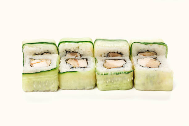 istock Set of sushi rolls isolated closeup, top view 902962702