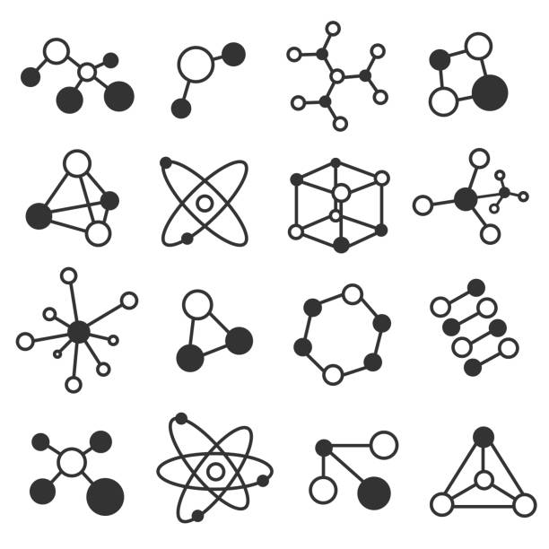 ilustrações, clipart, desenhos animados e ícones de molécula conjunto de ícones - abstract dna backgrounds education