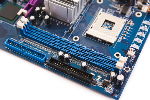 Socket Ram Komputer Close Up Slot Konektor Ram Dan Soket Cpu Pada Motherboard Komputer Foto ...