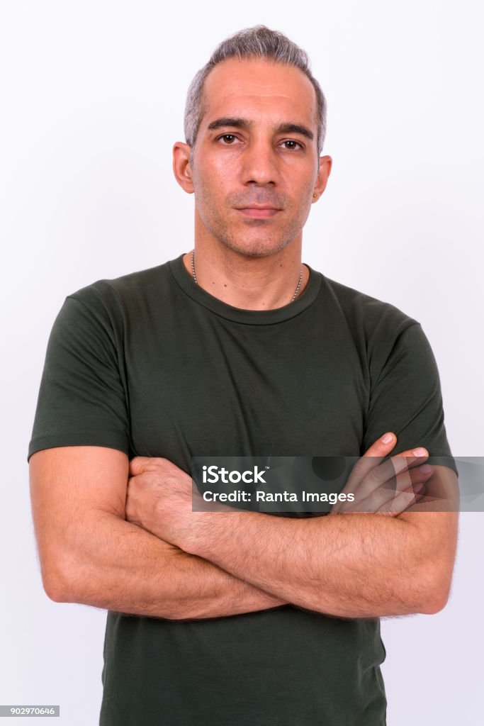 Portrait Of Middle Eastern Man Against White Background Studio Shot Of Middle Eastern Man Against White Background 30-39 Years Stock Photo