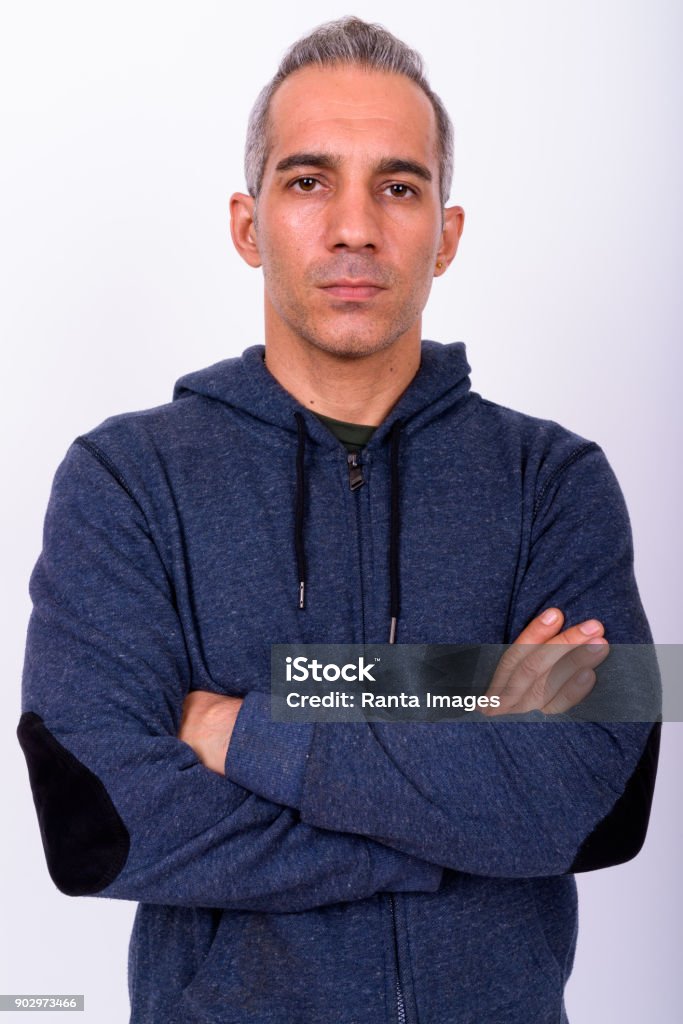 Portrait Of Middle Eastern Man Against White Background Studio Shot Of Middle Eastern Man Against White Background 30-39 Years Stock Photo