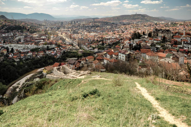 The skyline of Sarajevo stock photo