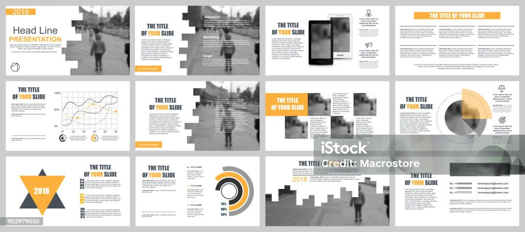 Business presentation slides templates from infographic Business presentation slides templates from infographic elements. Can be used for presentation, flyer and leaflet, brochure, corporate report, marketing, advertising, annual report, banner, booklet. Magazine - Publication stock vector
