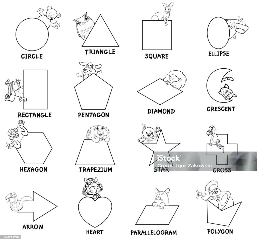 Black And White Geometric Shapes With Animals Stock Illustration - Download  Image Now - Abstract, Animal, Arranging - iStock