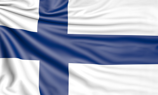 Flag of Finland, 3d illustration with fabric texture