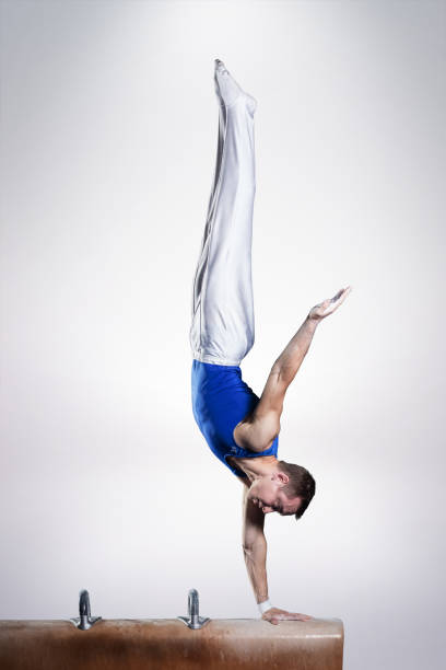 portrait of young man gymnasts stock photo