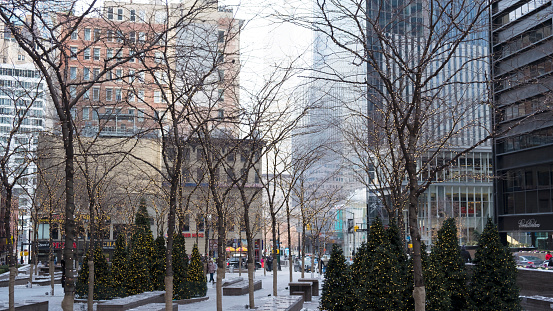 Christmas decoration in Zuccotti park, downtown Manhattan