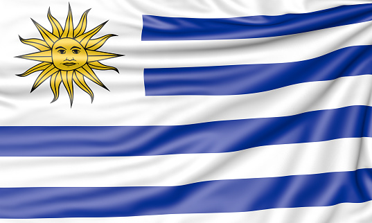 Flag of Uruguay, 3d illustration with fabric texture